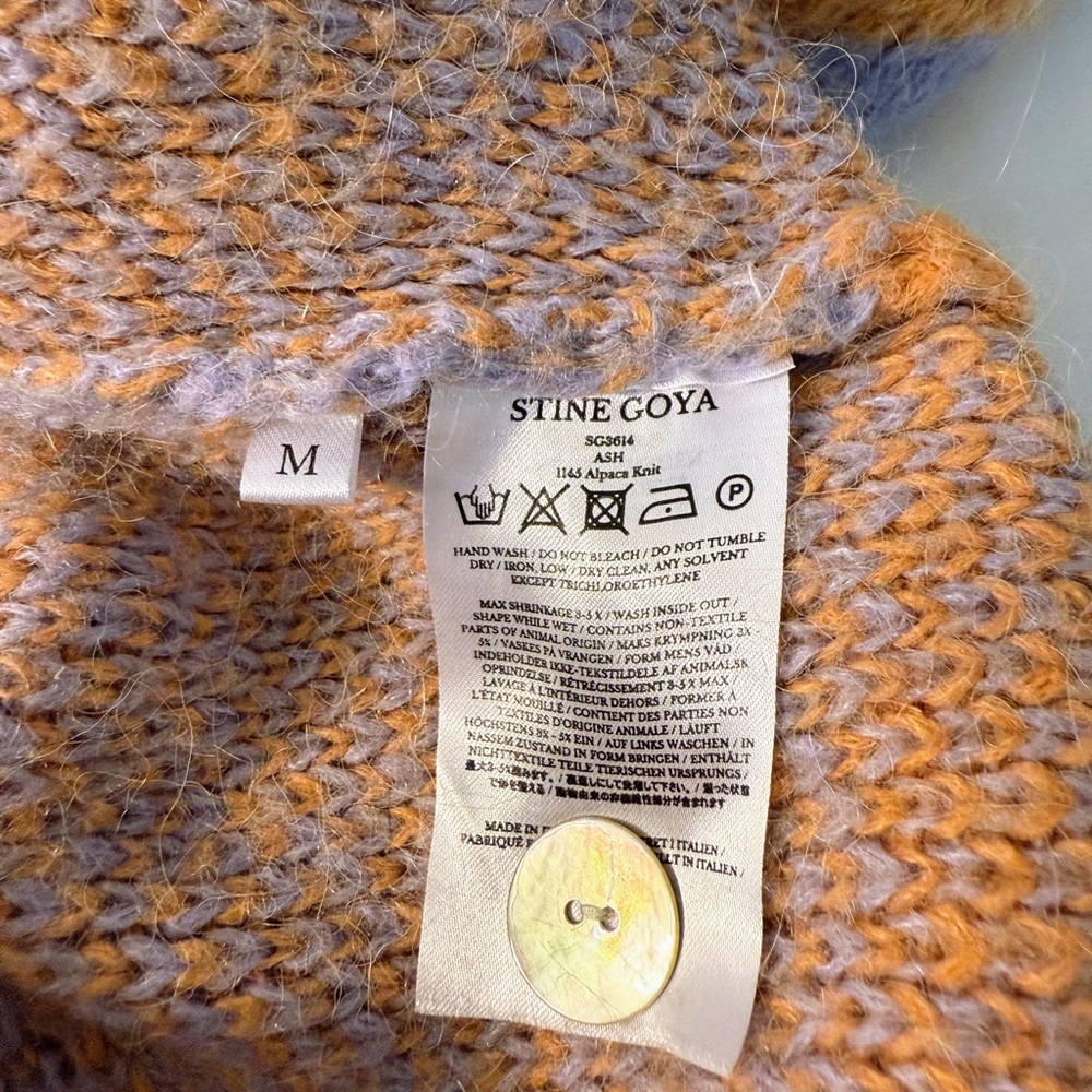 STINE GOYA Designer Check Cardigan Scandinavian Knit Orange Purple Size M - Picture 7 of 10